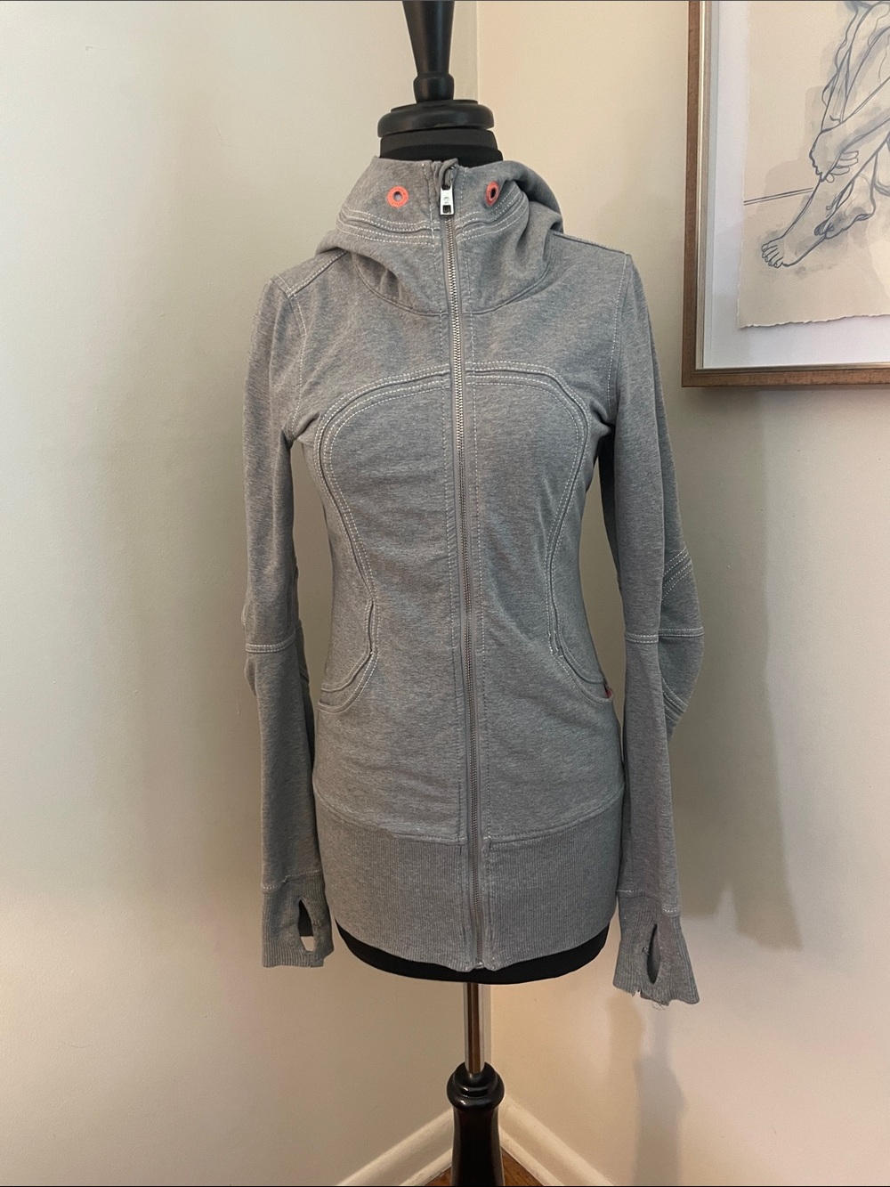 Lululemon | Women's Scuba Gray Pink Hoodie Full Zip Hooded Jacket Size 6